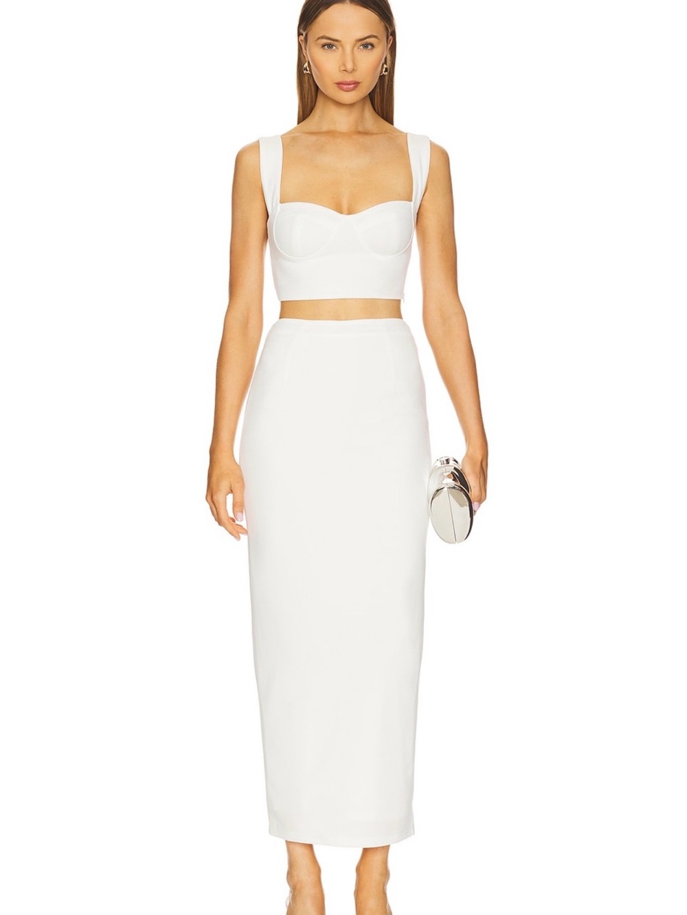 Two piece set. High-Waist White Midi Pencil Skirt size XL